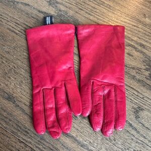 Elegant Red Leather Gloves